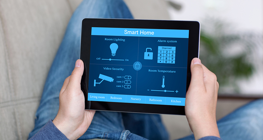 The ability to access and control security components from a mobile device is one of the top smart home trends in St. Petersburg. Close-up of smart home security app.
